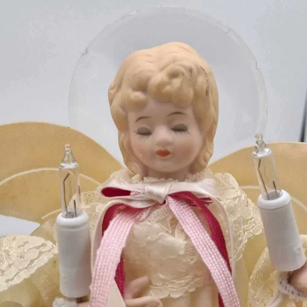 Vintage Angel Tree Toppers  Mixed Lot Of 4 Porcelain, Wire, Paper, Resin, Fabric